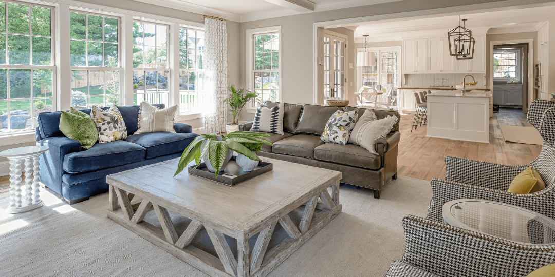PIXIE connected home — living room with smart home control