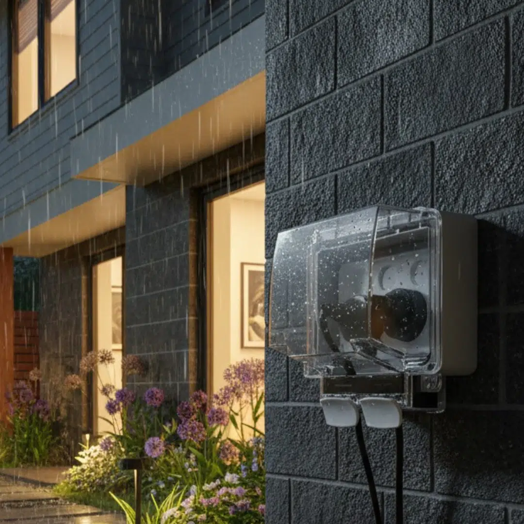 PIXIE Weatherproof Enclosure in heavy rain